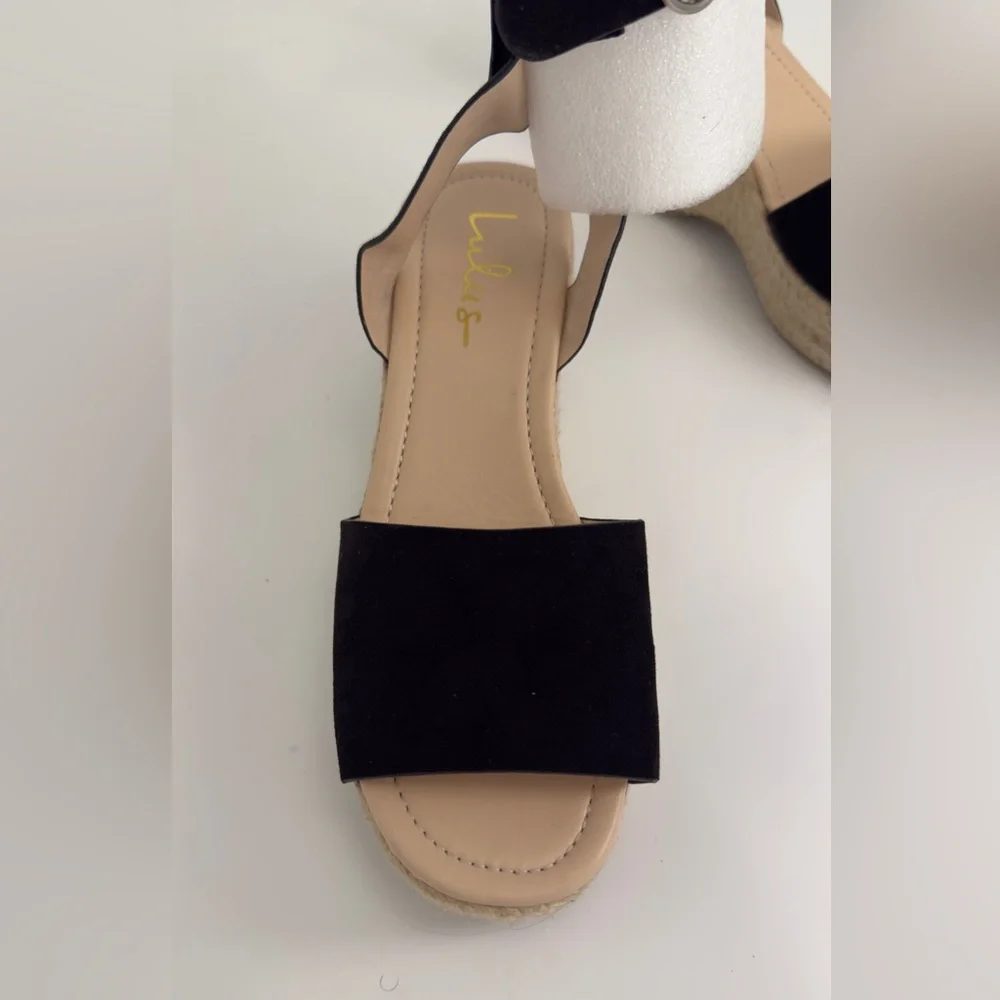 Elyse Black Suede Platform Espadrille Sandals‎